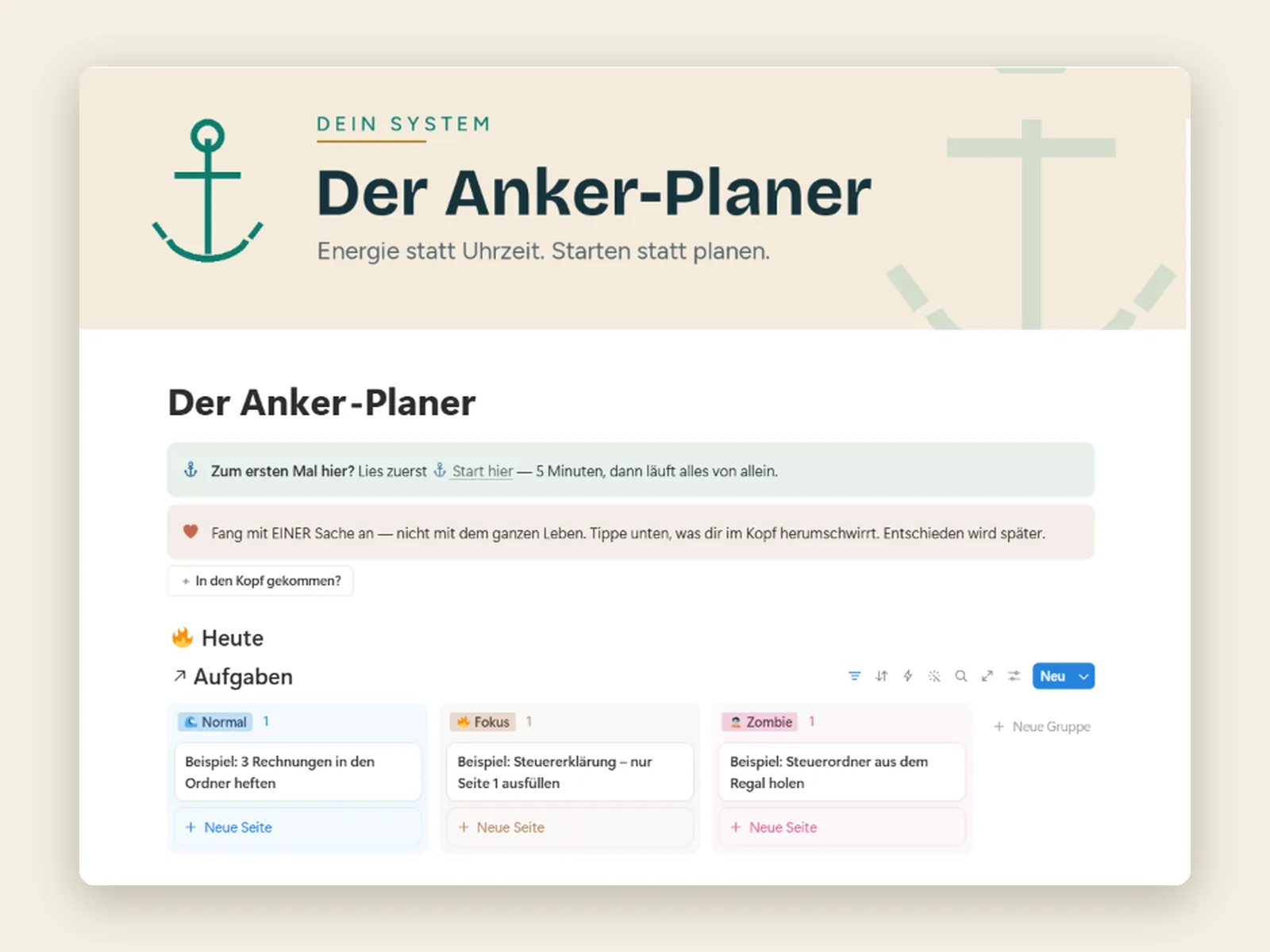 Notion-Version des Anker-Planers