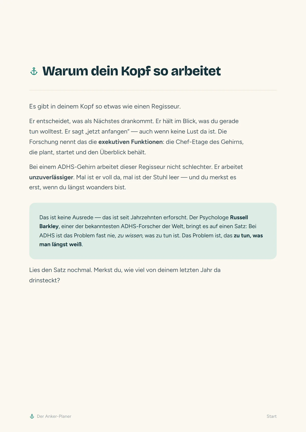 Warum dein Kopf so arbeitet — die Seite über exekutive Funktionen aus dem Anker-Planer