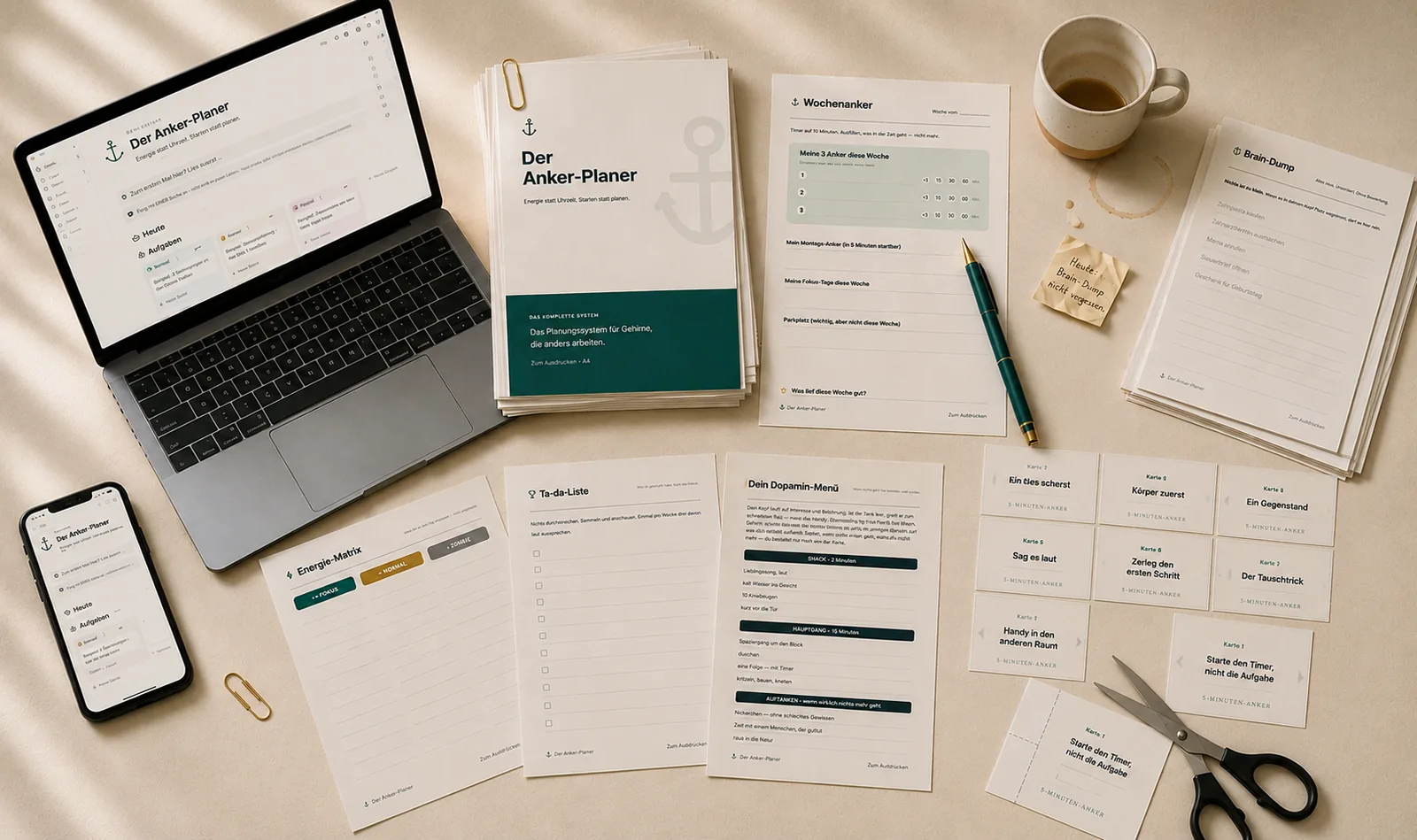 Alle Bausteine im Überblick — Notion-Version, PDF-Planer und Druckvorlagen